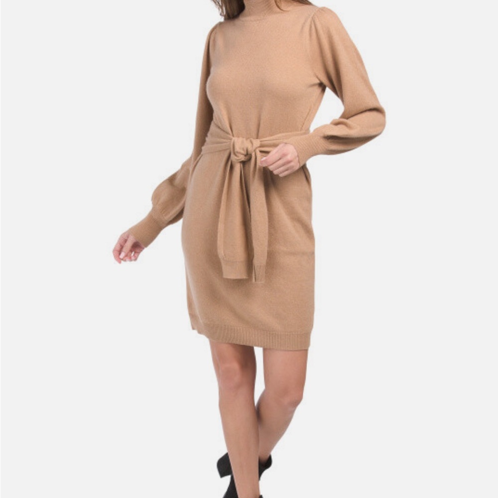 Magaschoni Tan Long Sleeve Dress